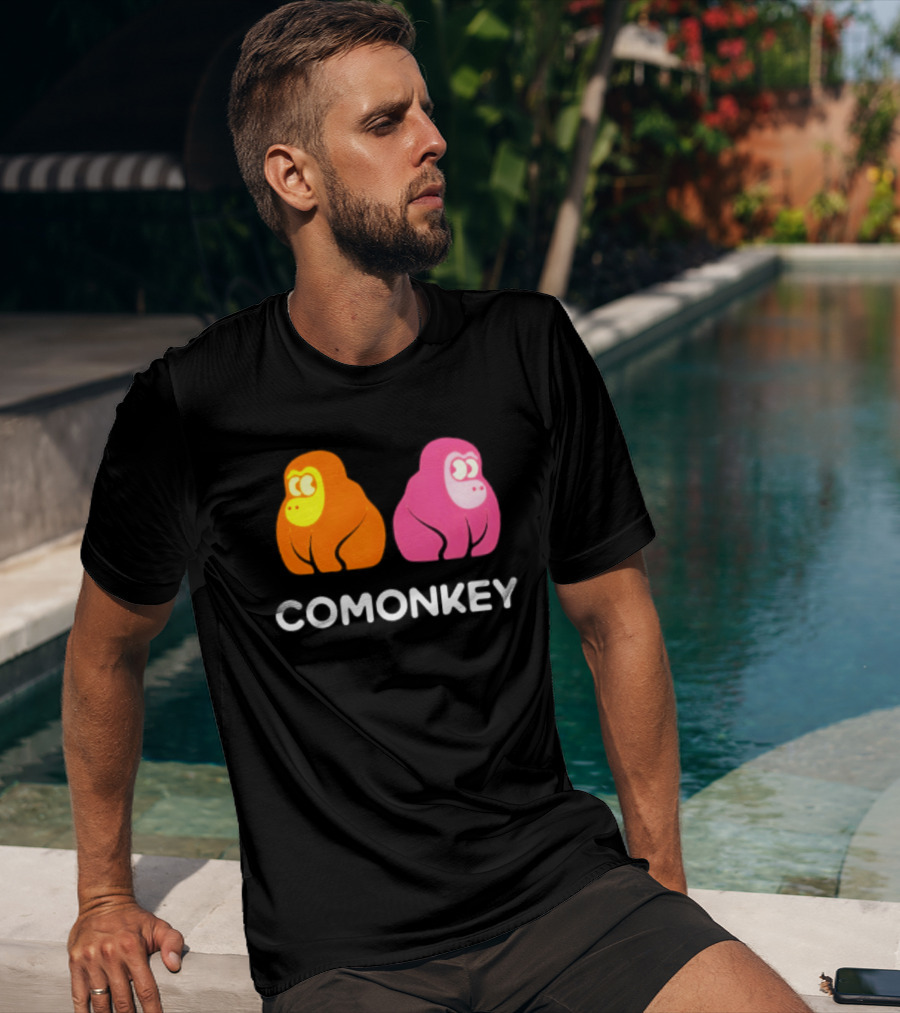 Comonkey Orange Pink Gorilla Ape Minimalist T-Shirt