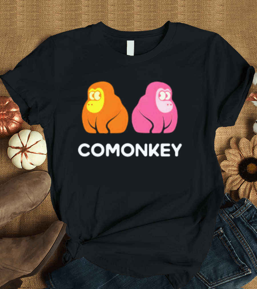 Comonkey Orange Pink Gorilla Ape Minimalist T-Shirt