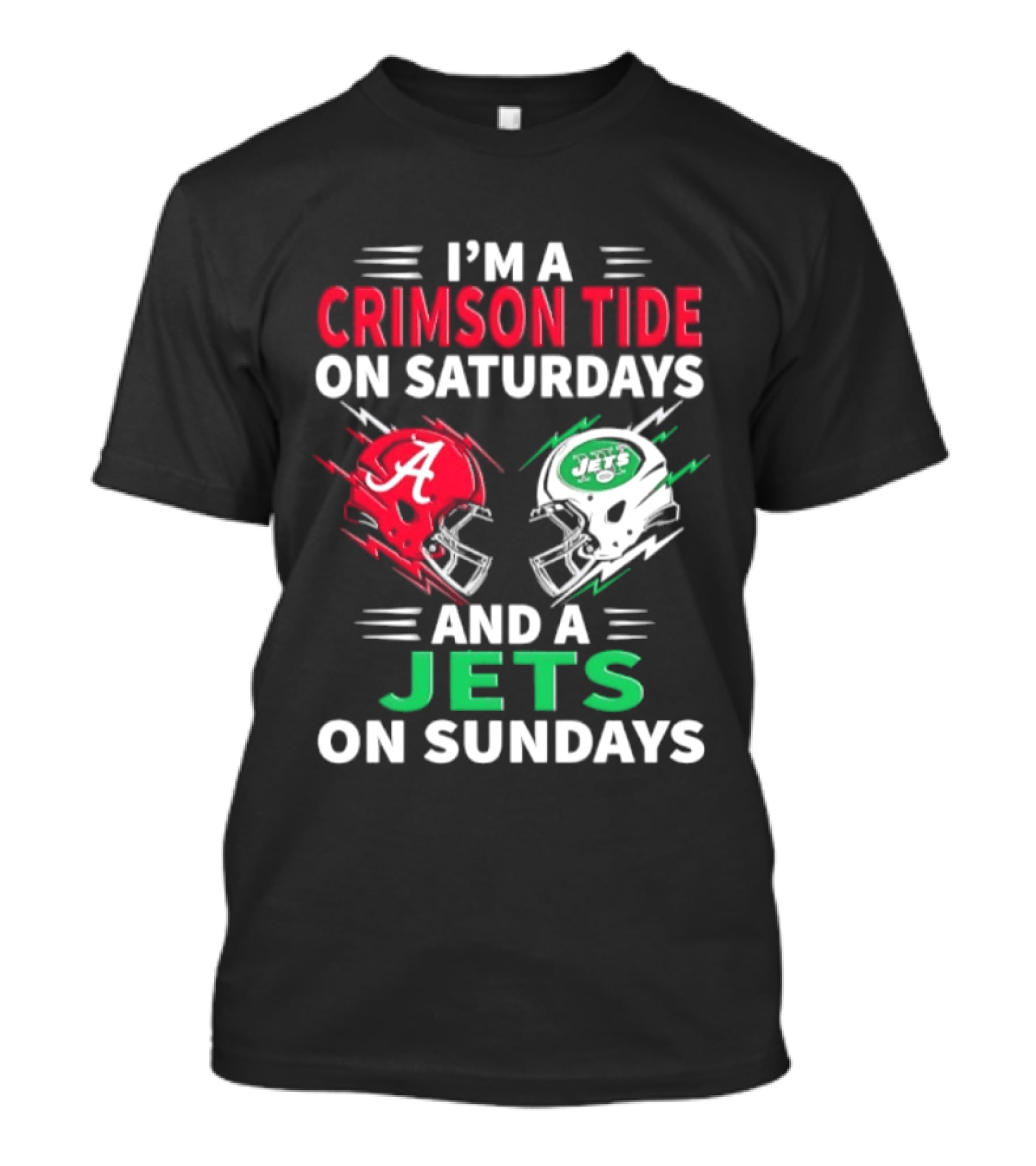 I'm A Crimson Tide On Saturdays And A Jets On Sundays Helmet Football T-Shirt
