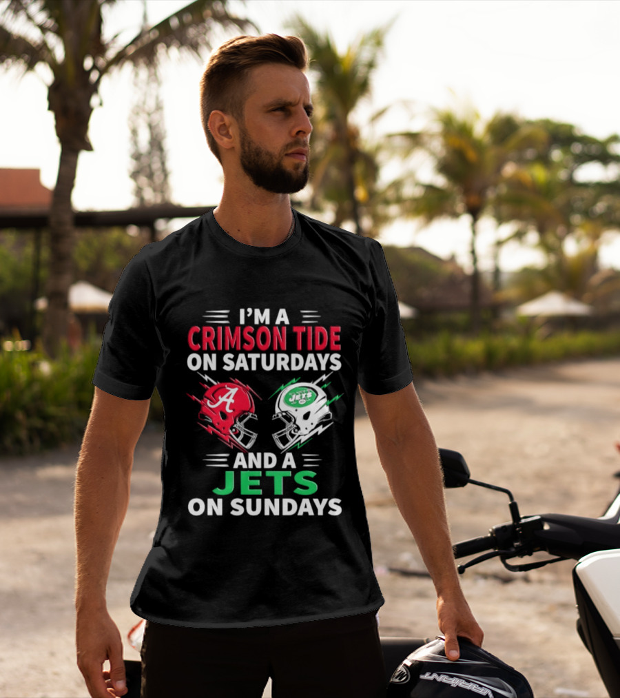 I'm A Crimson Tide On Saturdays And A Jets On Sundays Helmet Football T-Shirt