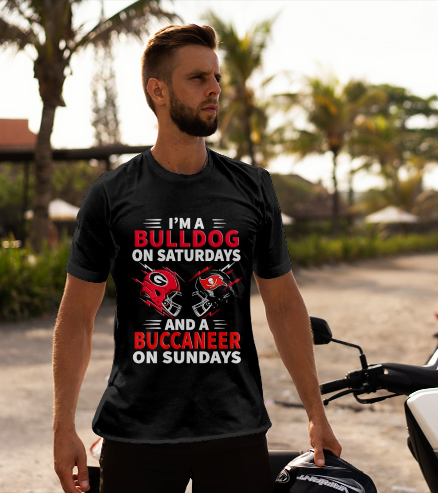 Georgia Bulldogs Saturday Tampa Bay Buccaneers Sunday Football Helmets T-Shirt