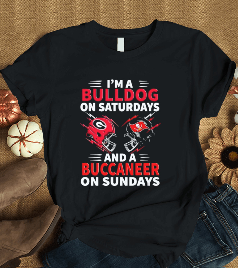 Georgia Bulldogs Saturday Tampa Bay Buccaneers Sunday Football Helmets T-Shirt