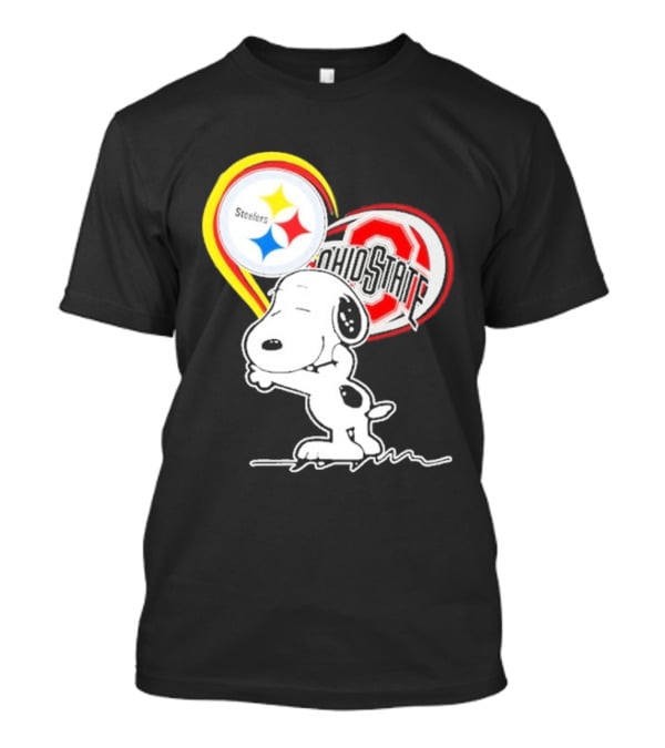 Pittsburgh Steelers Ohio State Buckeyes Snoopy Peanuts Heart T-Shirt