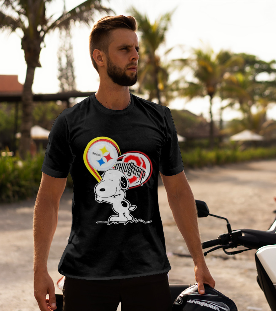 Pittsburgh Steelers Ohio State Buckeyes Snoopy Peanuts Heart T-Shirt