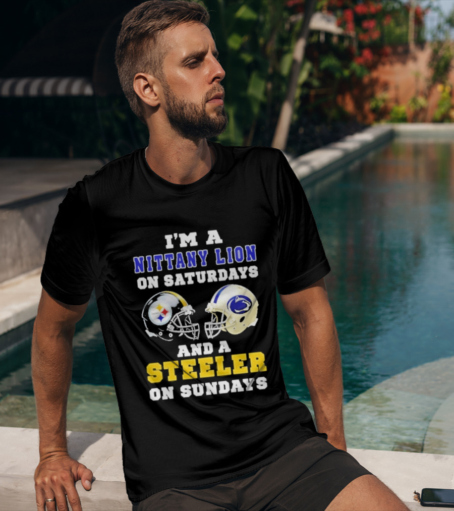 I'm A Nittany Lion On Saturdays And A Steeler On Sundays Football Helmet T-Shirt
