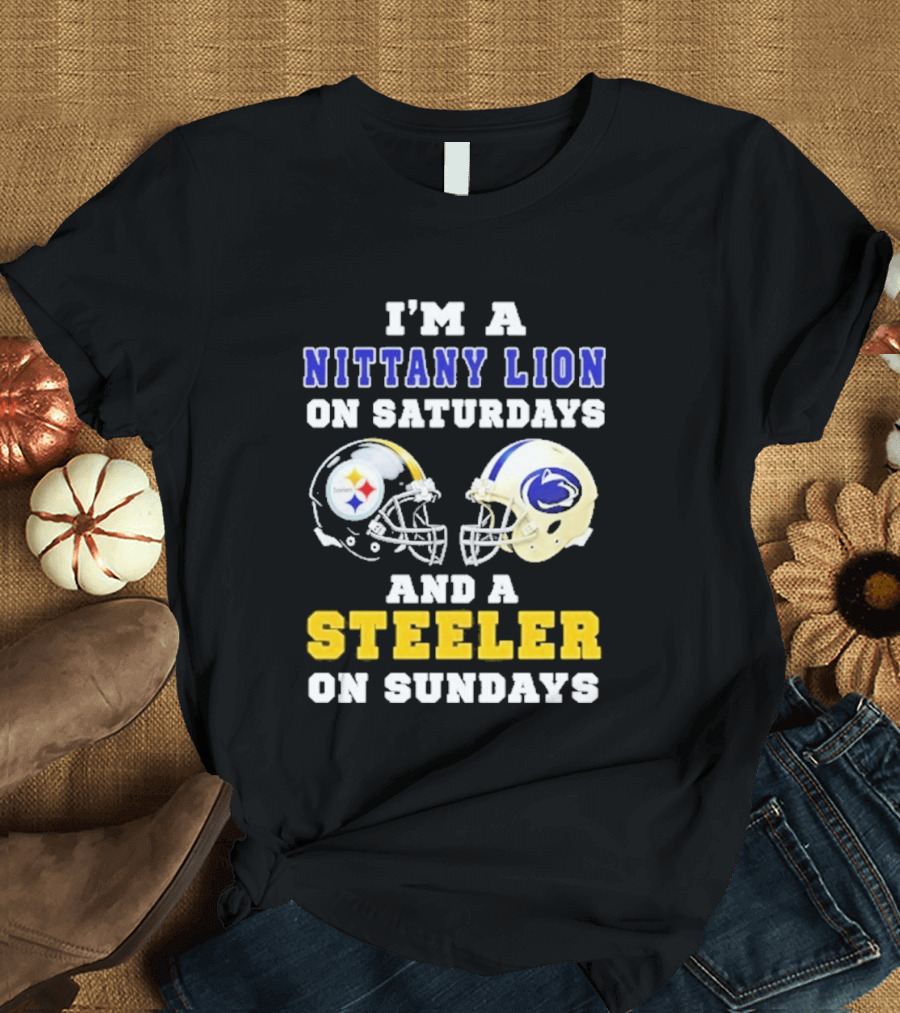 I'm A Nittany Lion On Saturdays And A Steeler On Sundays Football Helmet T-Shirt