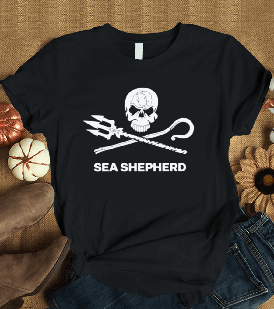 Sea Shepherd Jolly Roger Skull And Crossbones Trucker Hat T-Shirt