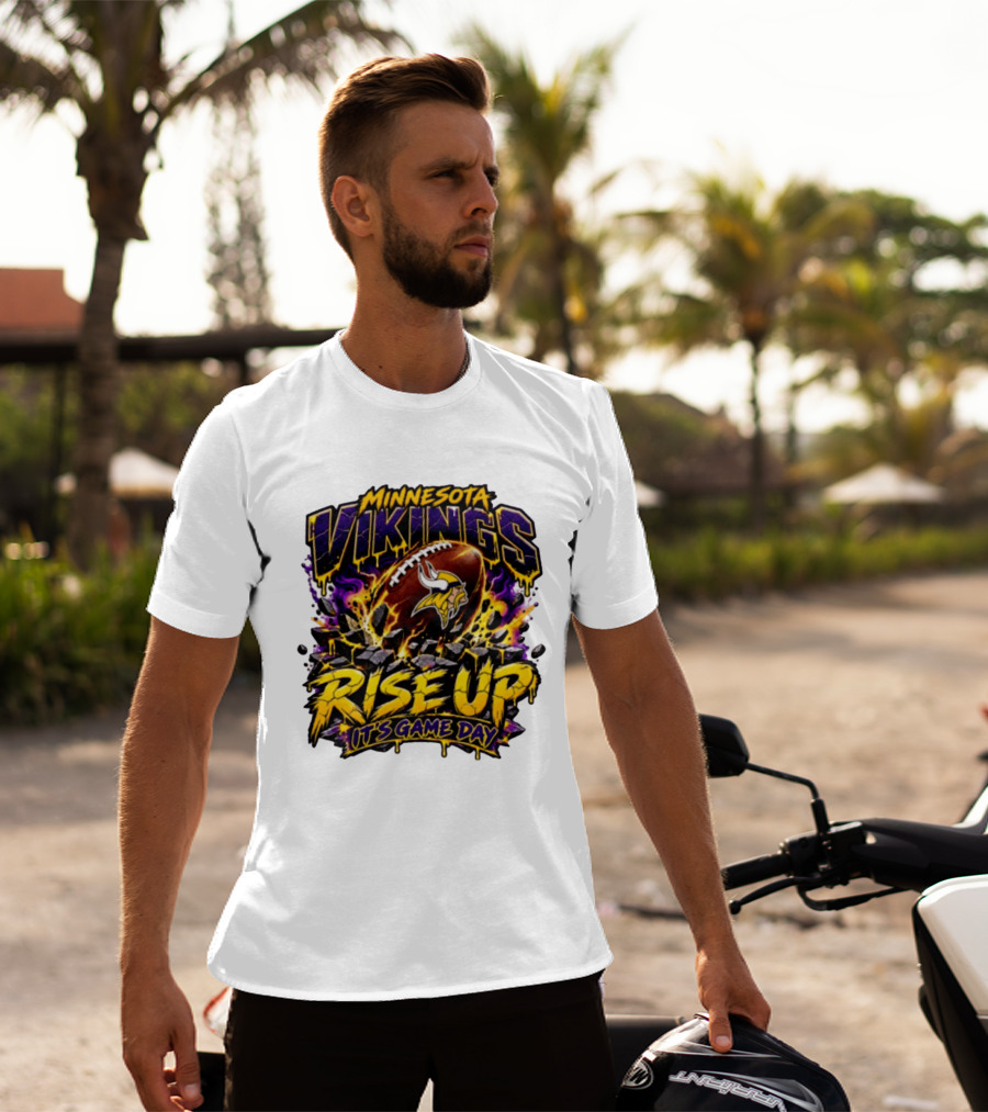 Minnesota Vikings Rise Up It's Game Day Football Vivid Color Explosion T-Shirt