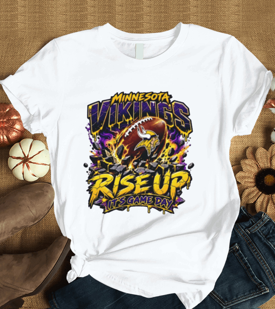 Minnesota Vikings Rise Up It's Game Day Football Vivid Color Explosion T-Shirt