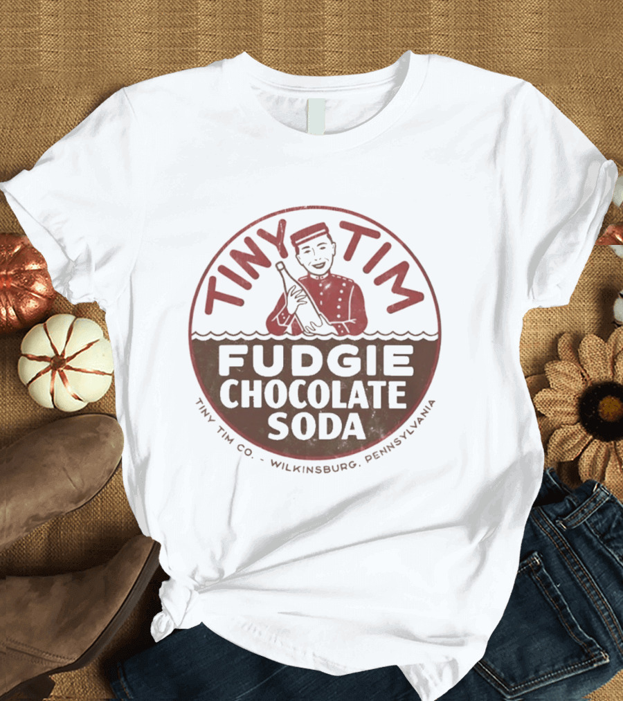 Tiny Tim Fudgie Chocolate Soda Wilkinsburg Pennsylvania Retro Beverage Branding T-Shirt