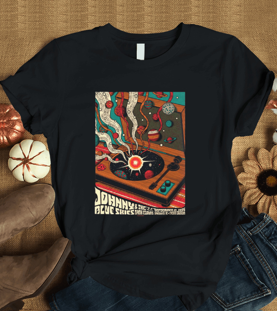 Johnny Blue Skies And The Dark Clouds Vancouver BC 2026 Event Live At Pacific Coliseum September 19 Vinyl Record Planets T-Shirt
