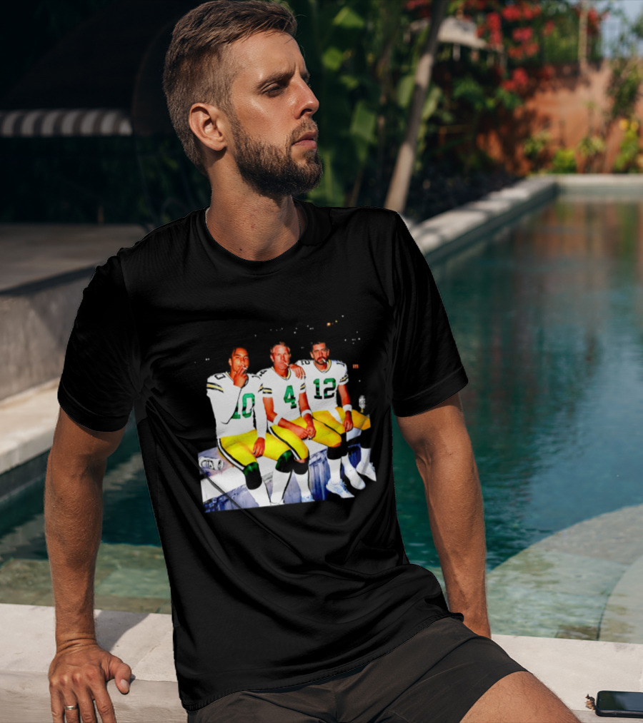 Jordan Love Brett Favre Aaron Rodgers Green Bay Packers Smoking And Beer Celebration T-Shirt