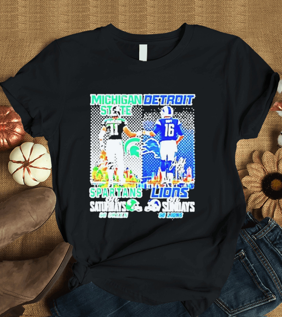 Michigan State Spartans Vs Detroit Lions Go Green Go Lions Football Showdown T-Shirt