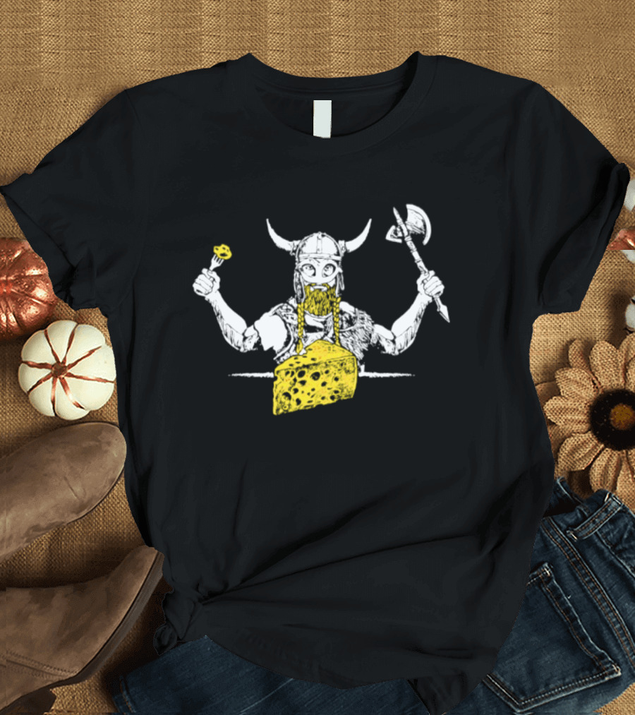 Minnesota Vikings Let's Eat Cheese Viking Warrior Axe And Cheese Wedge T-Shirt
