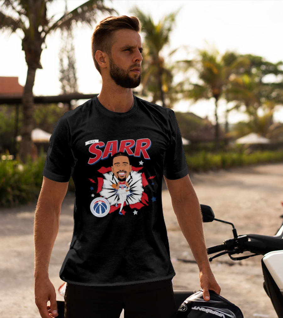 Sarr Washington Wizards Basketball Player Caricature With Team Logo And Stars T-Shirt
