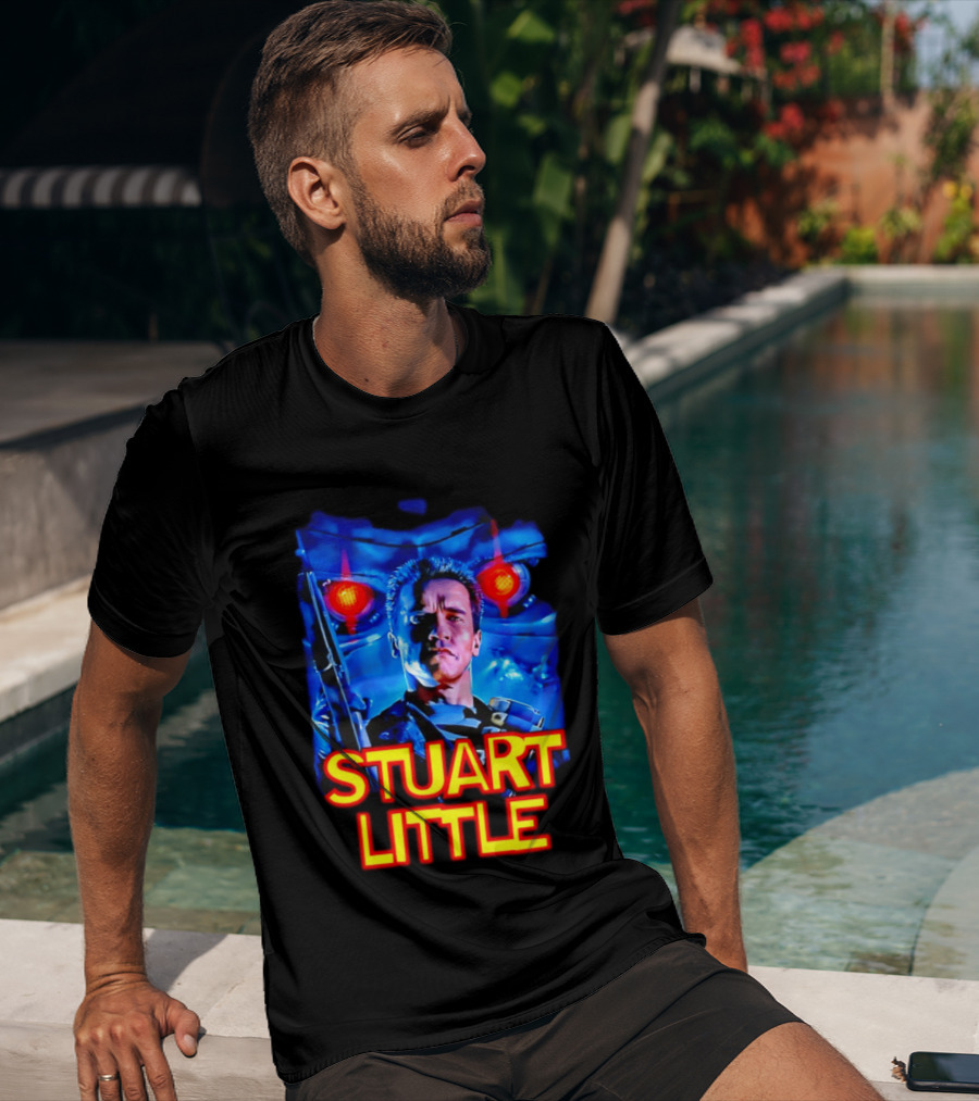 Stuart Little Arnold Schwarzenegger Parody Skynet Cyborg Fusion T-Shirt