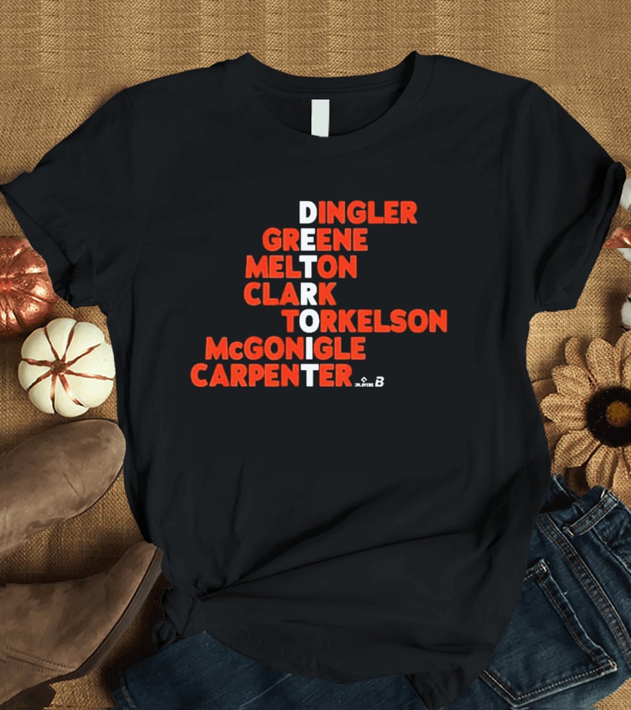 Detroit Baseball Players Names Dingler Greene Melton Clark Torkelson McGonigle Carpenter 2026 T-Shirt