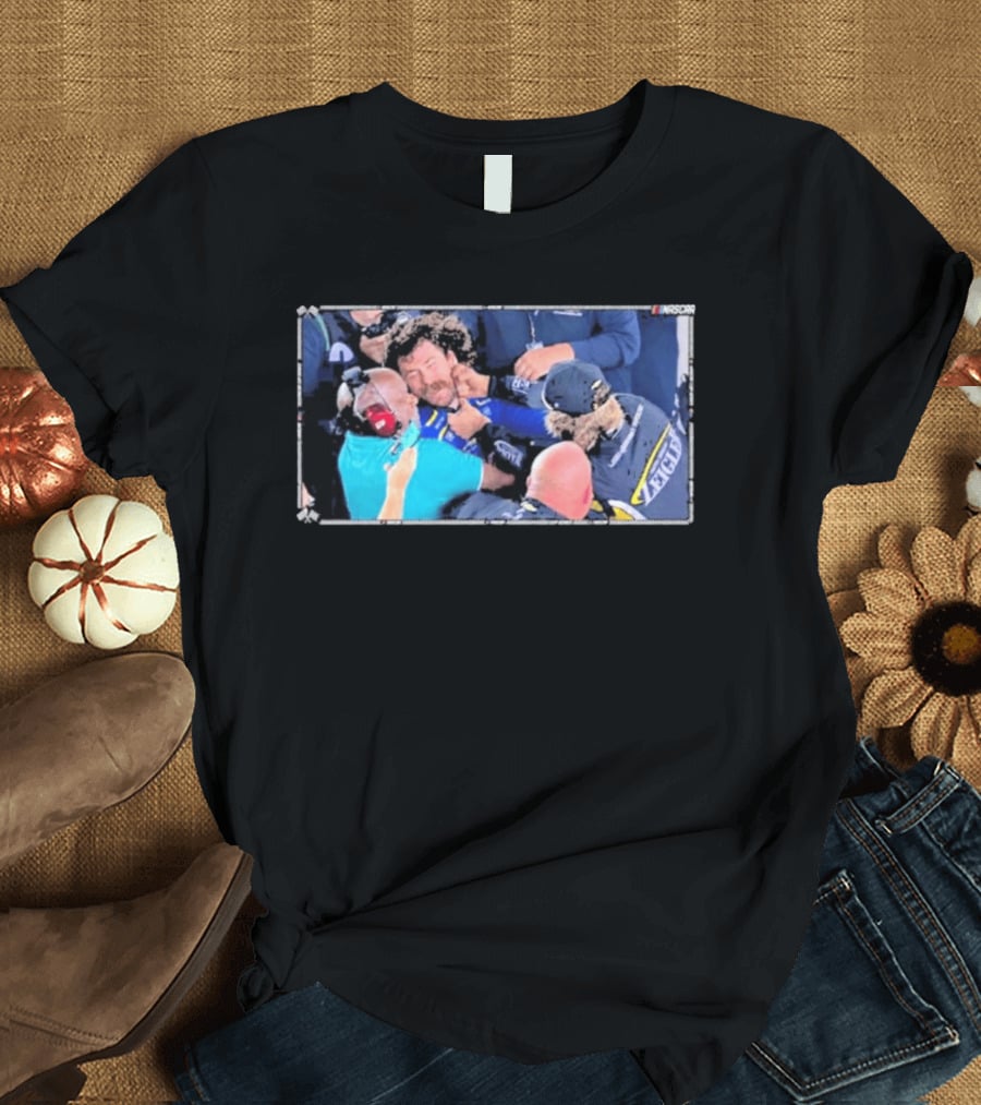 NASCAR Carson Hocevar And Ryan Blaney Confrontation Action Scene T-Shirt