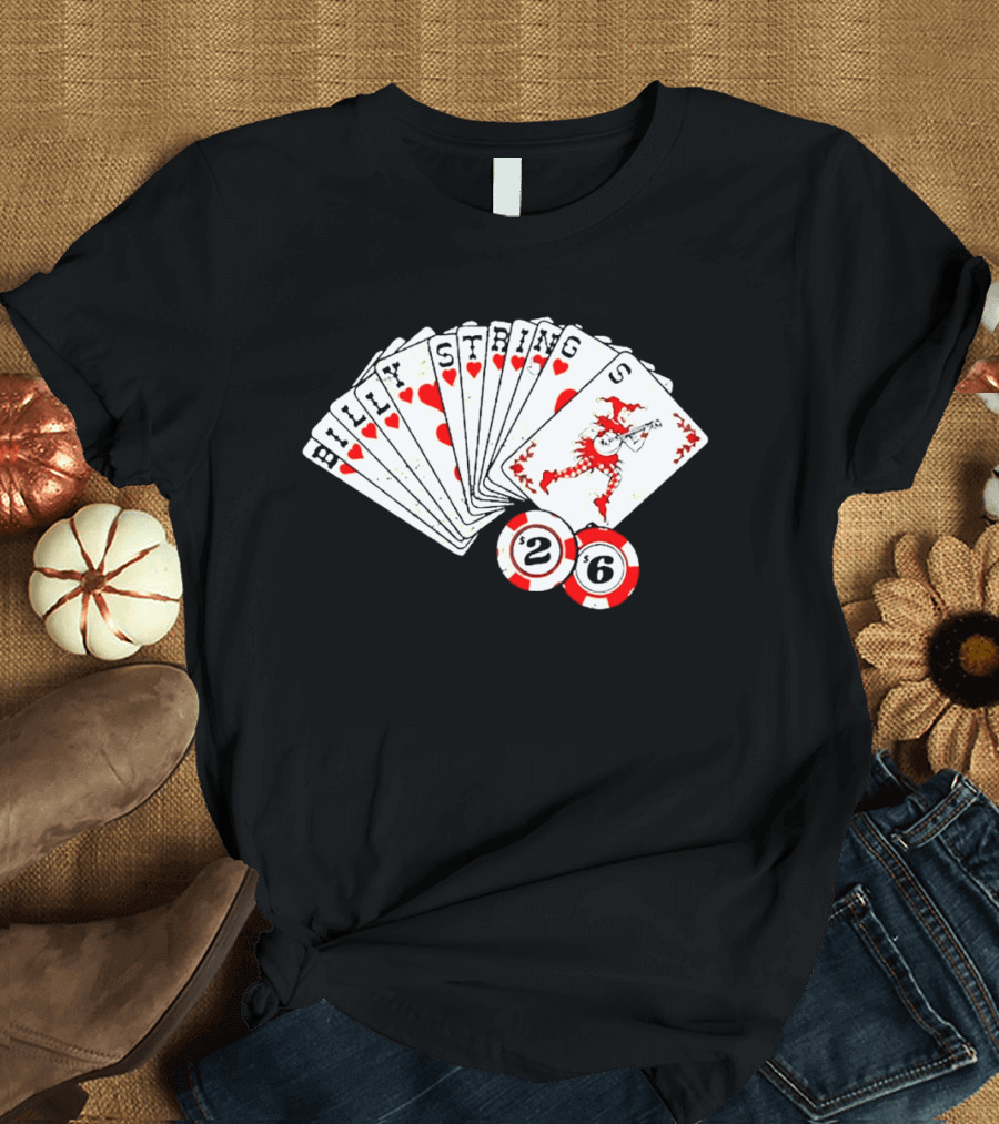 Billy Strings Fall 2026 Playing Cards Design By Miles Koldweyn With Poker Chips And Red Dragon T-Shirt
