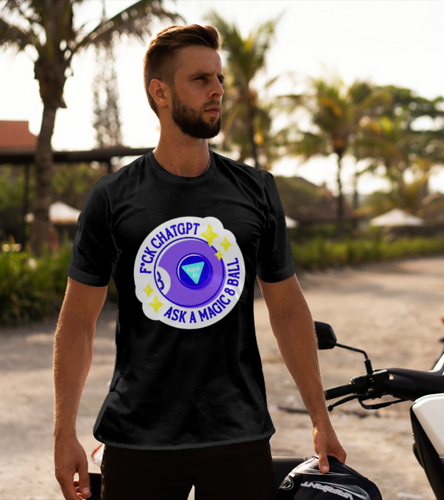 F*ck ChatGPT Ask A Magic 8 Ball F*ck AI Purple With Stars T-Shirt
