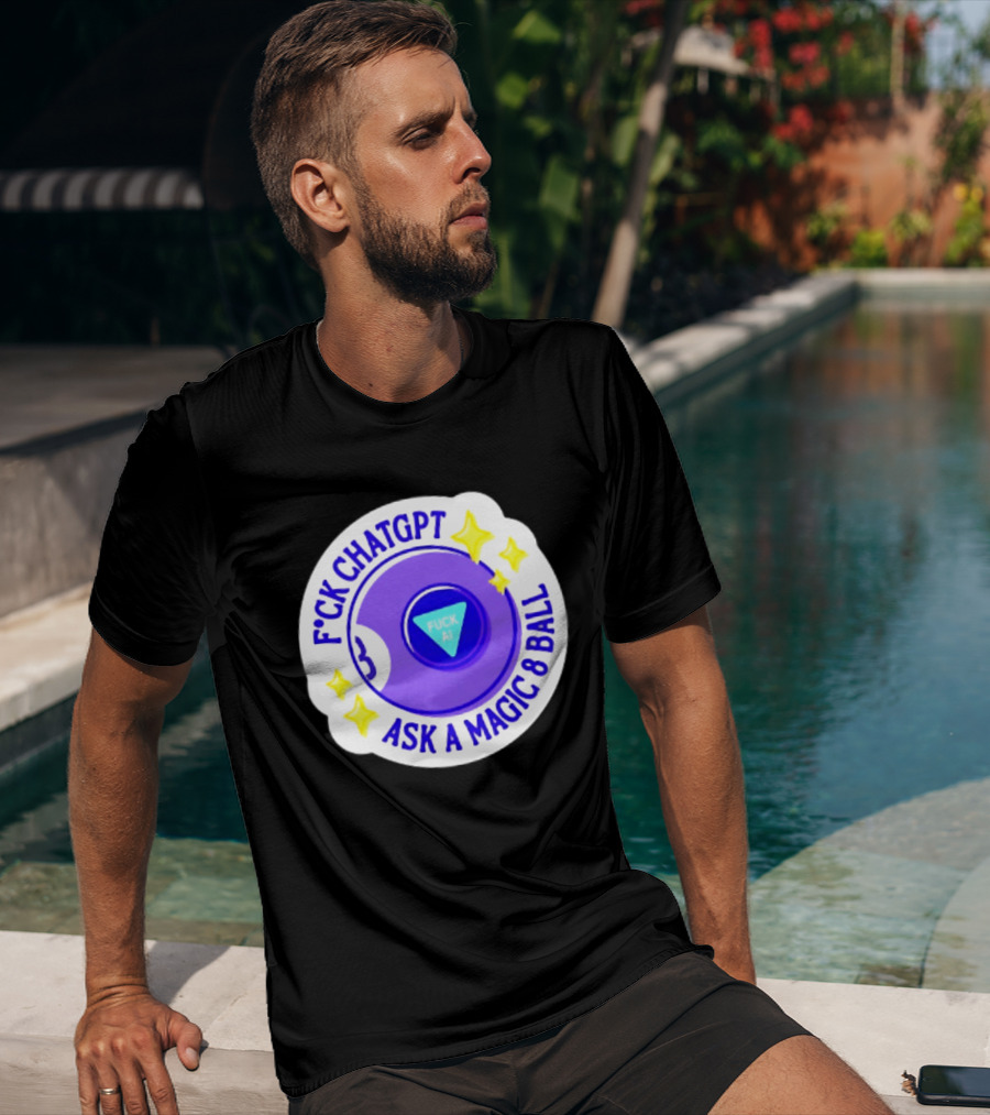F*ck ChatGPT Ask A Magic 8 Ball F*ck AI Purple With Stars T-Shirt