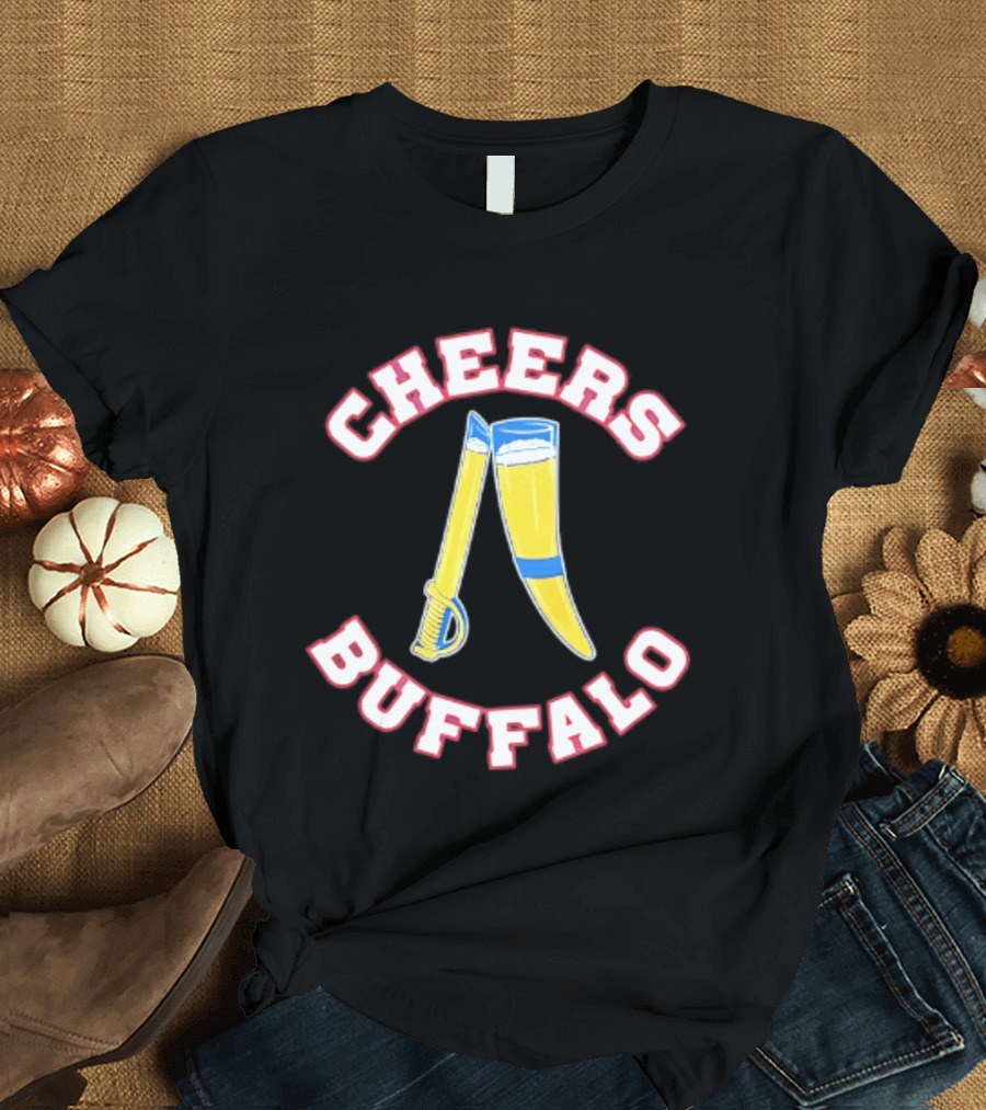 Cheers Buffalo Viking Drinking Horn And Saber T-Shirt