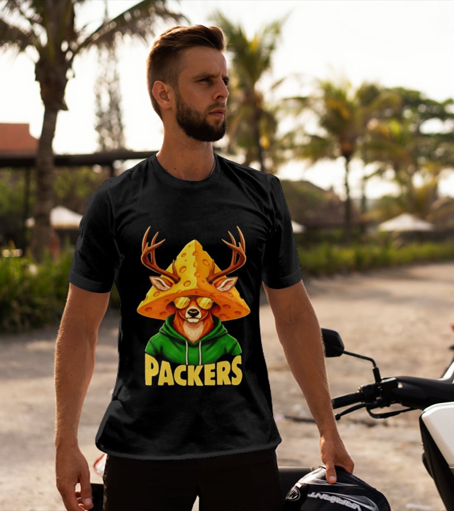 Cheesehead Deer Packers Fan Gear Green Bay Football T-Shirt