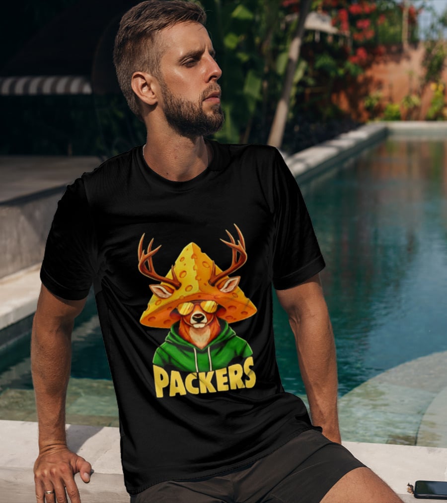 Cheesehead Deer Packers Fan Gear Green Bay Football T-Shirt