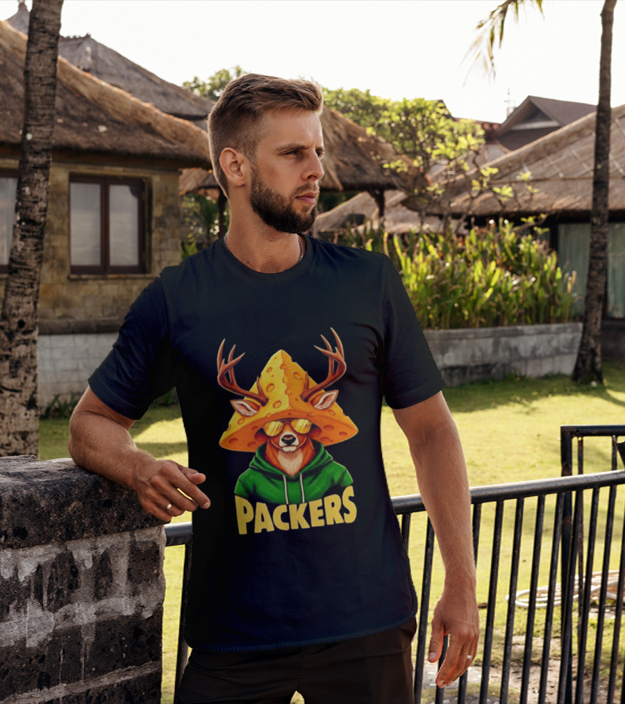 Cheesehead Deer Packers Fan Gear Green Bay Football T-Shirt