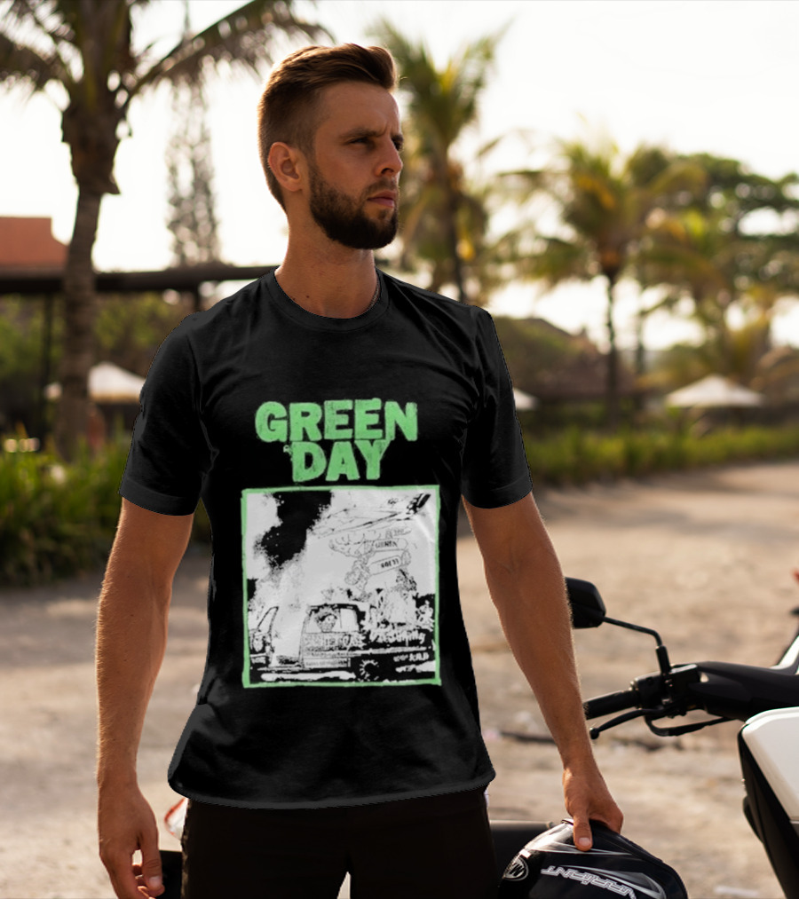 Green Day Riot Trio Vintage Sketch T-Shirt