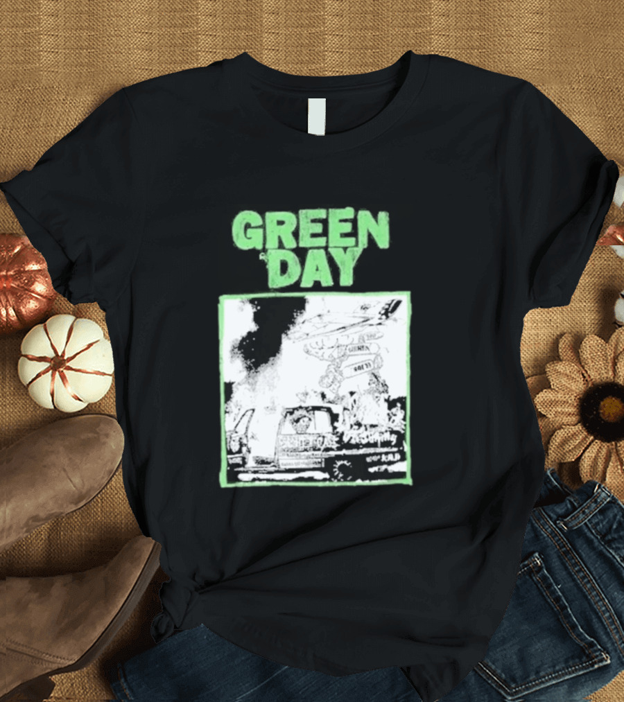 Green Day Riot Trio Vintage Sketch T-Shirt