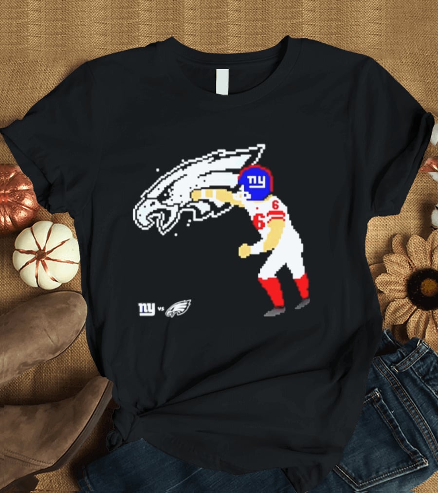 New York Giants Jaxson Dart Vs Philadelphia Eagles Retro Pixel T-Shirt