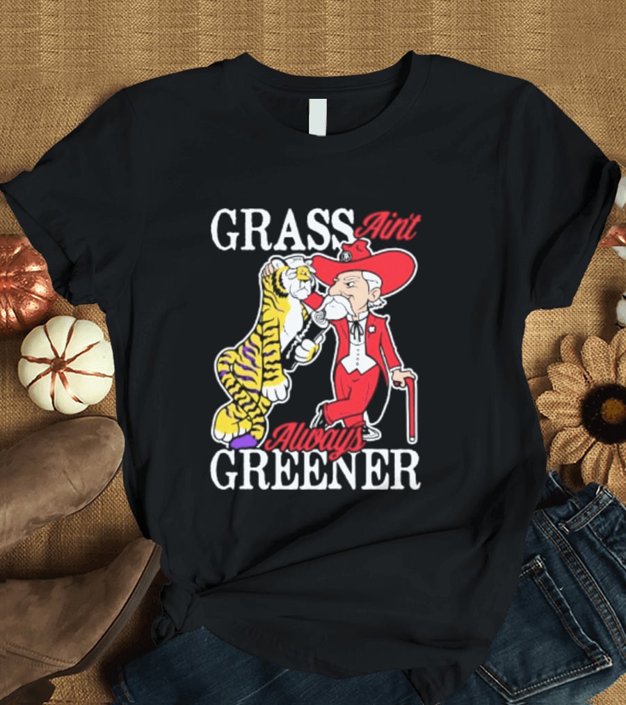 Ole Miss Rebels Vs LSU Tigers Grass Ain't Greener 2026 NCAA T-Shirt