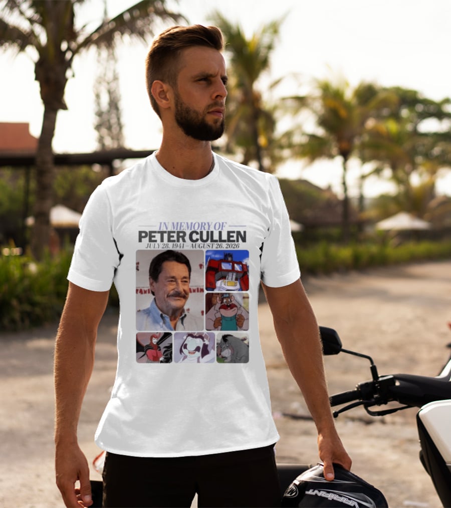 In Memory Of Peter Cullen July 28 1941 Aug 26 2026 Optimus Prime Eeyore Monterey Jack Voices T-Shirt