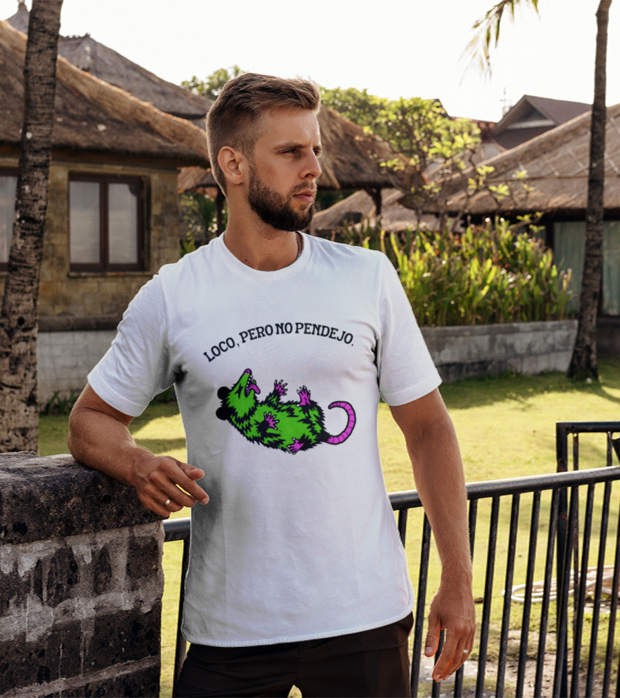 Loco Pero No Pendejo Opossum Possum Neon Green And Purple T-Shirt