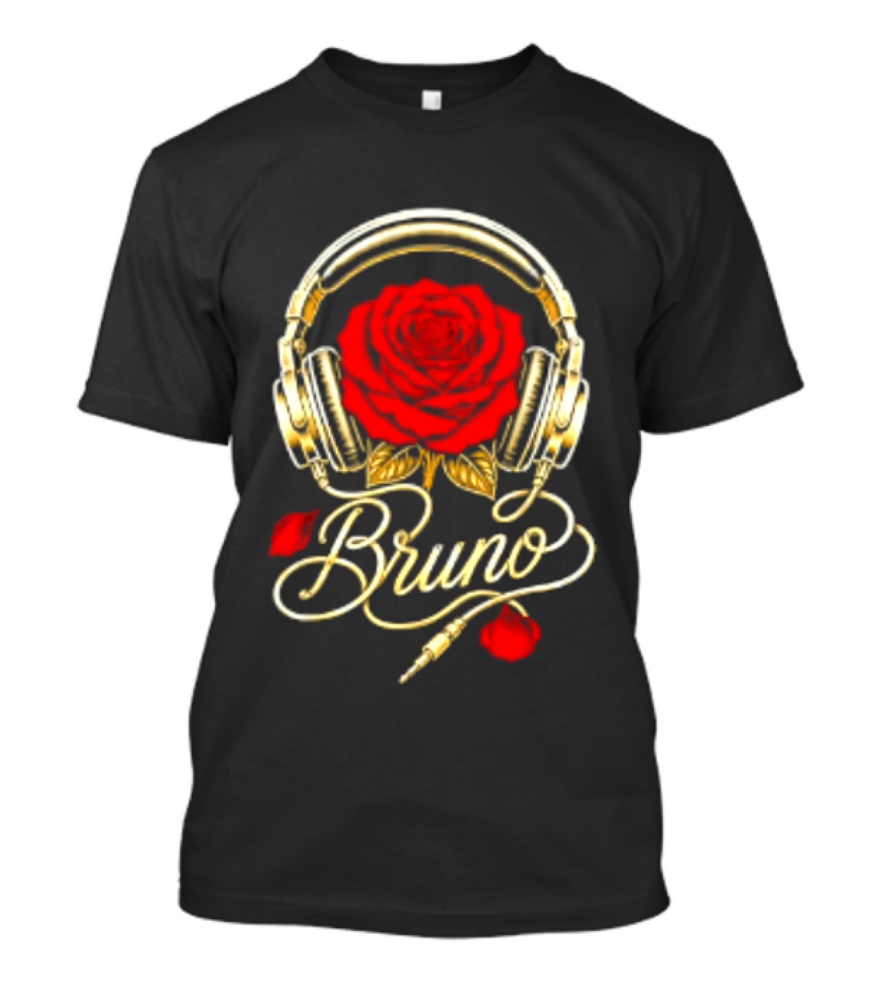 Bruno Headphones And Red Rose T-Shirt