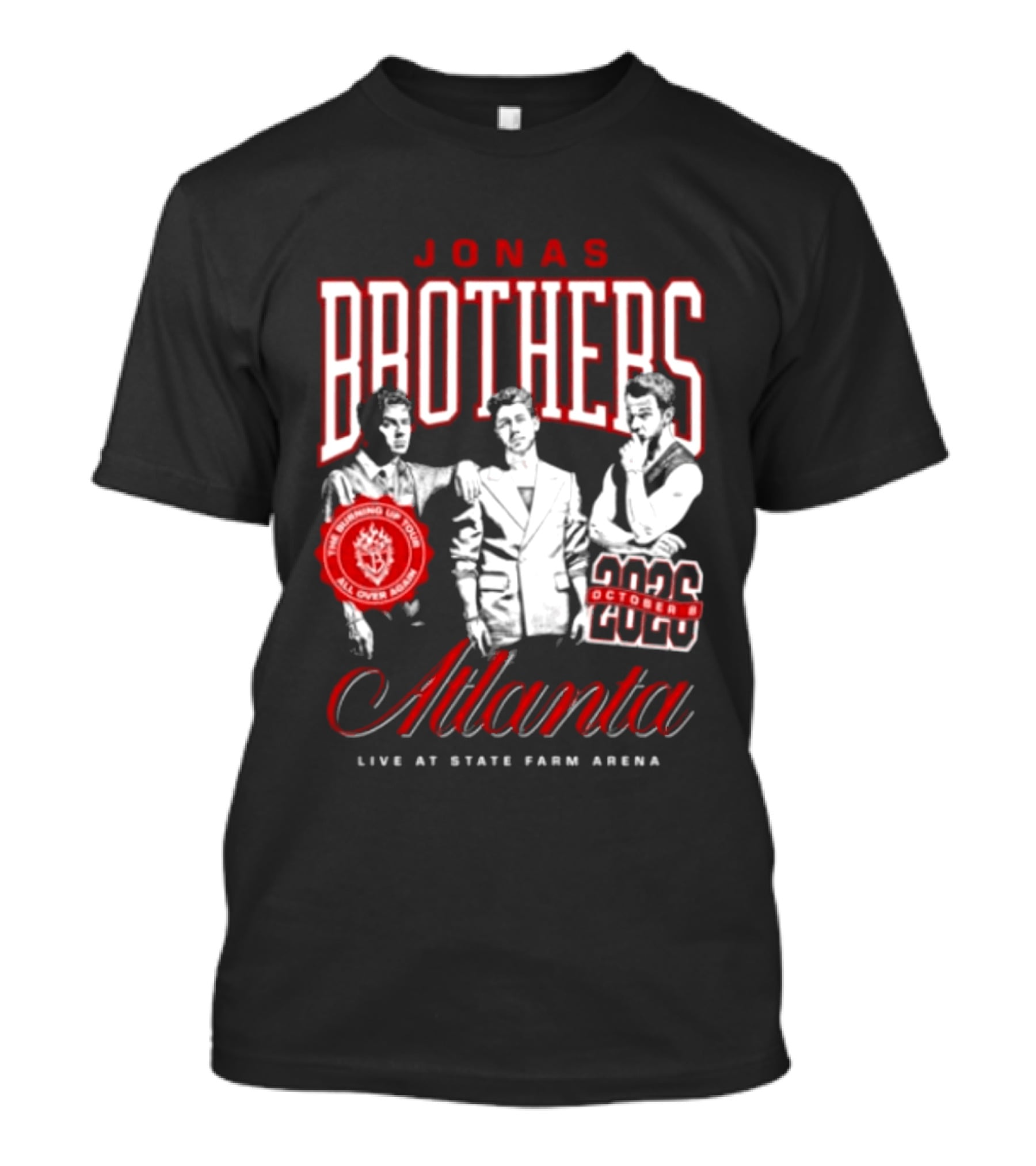 Jonas Brothers Atlanta State Farm Arena 2024 October Live Burning Up All Over Again T-Shirt