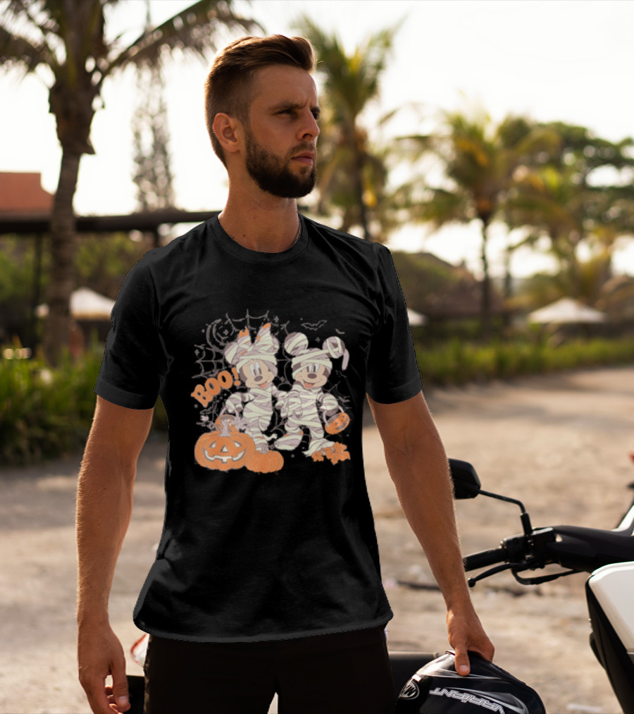 Mickey Minnie Mummy Halloween Boo Disney Spooky Pumpkin T-Shirt