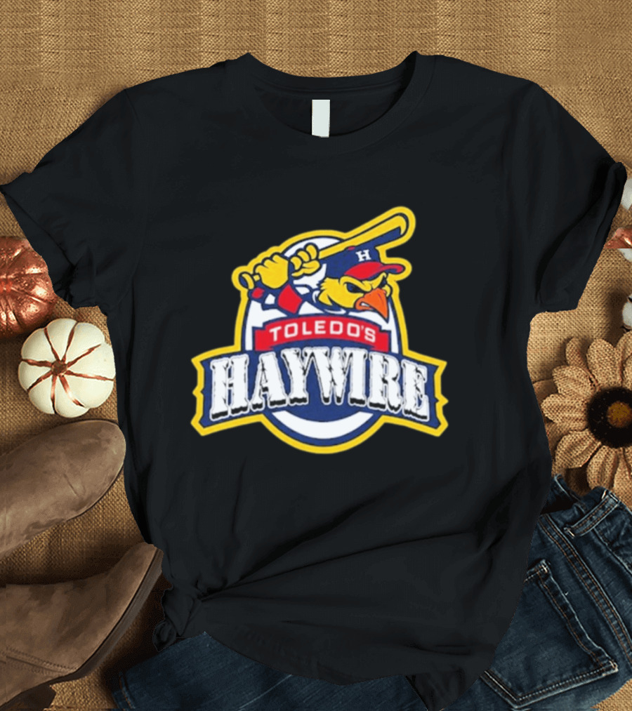 Toledo's Haywire Baseball Mascot With Bat And Cap H T-Shirt