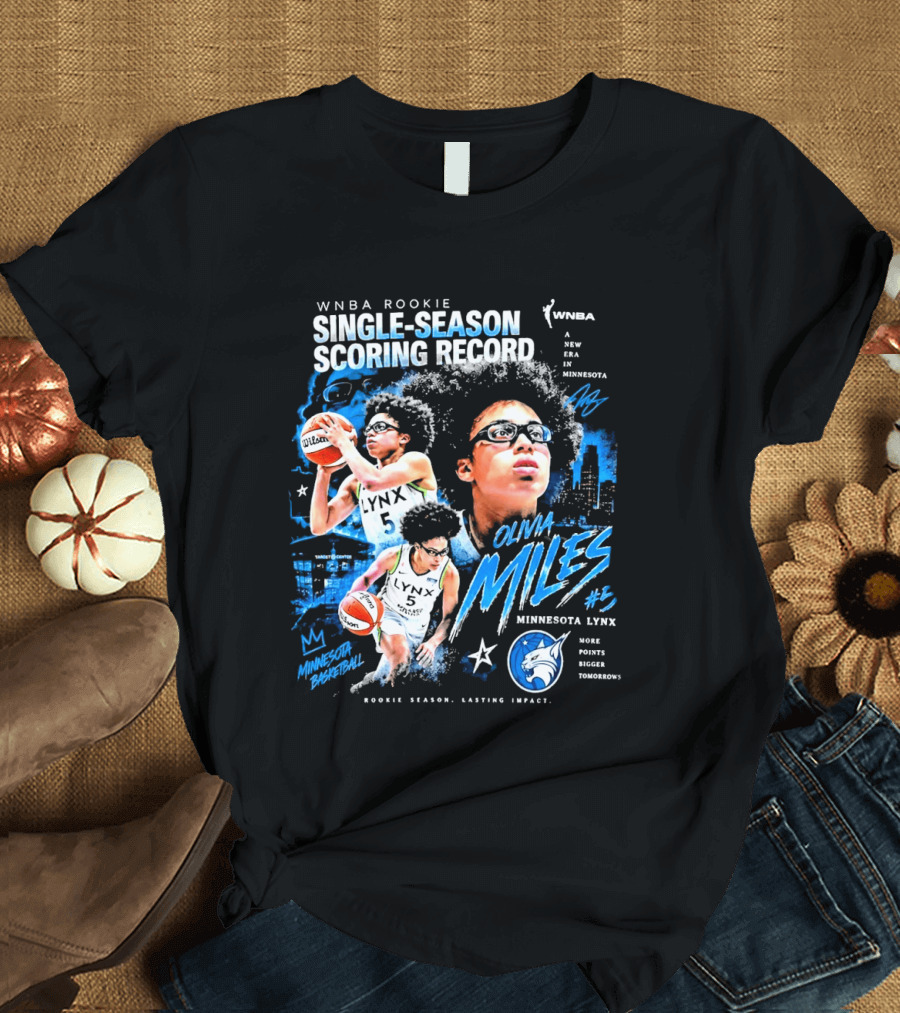 WNBA Rookie Olivia Miles Minnesota Lynx Single Season Scoring Record Impact T-Shirt