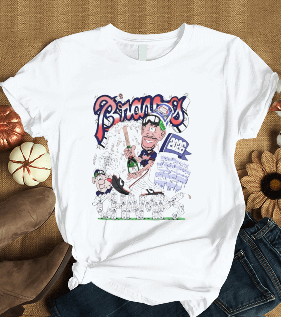 Atlanta Braves 2026 Champs National League East Caricatures Baseball T-Shirt