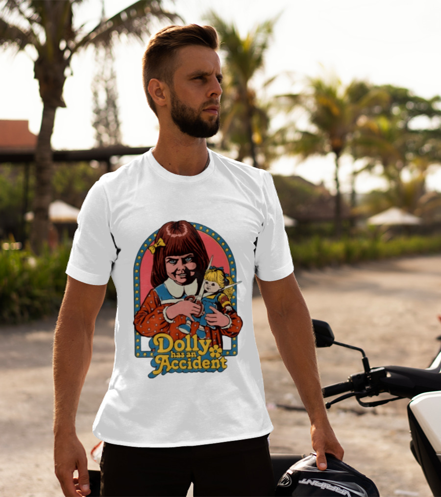 Dolly Has An Accident Creepy Doll Steven Rhodes T-Shirt