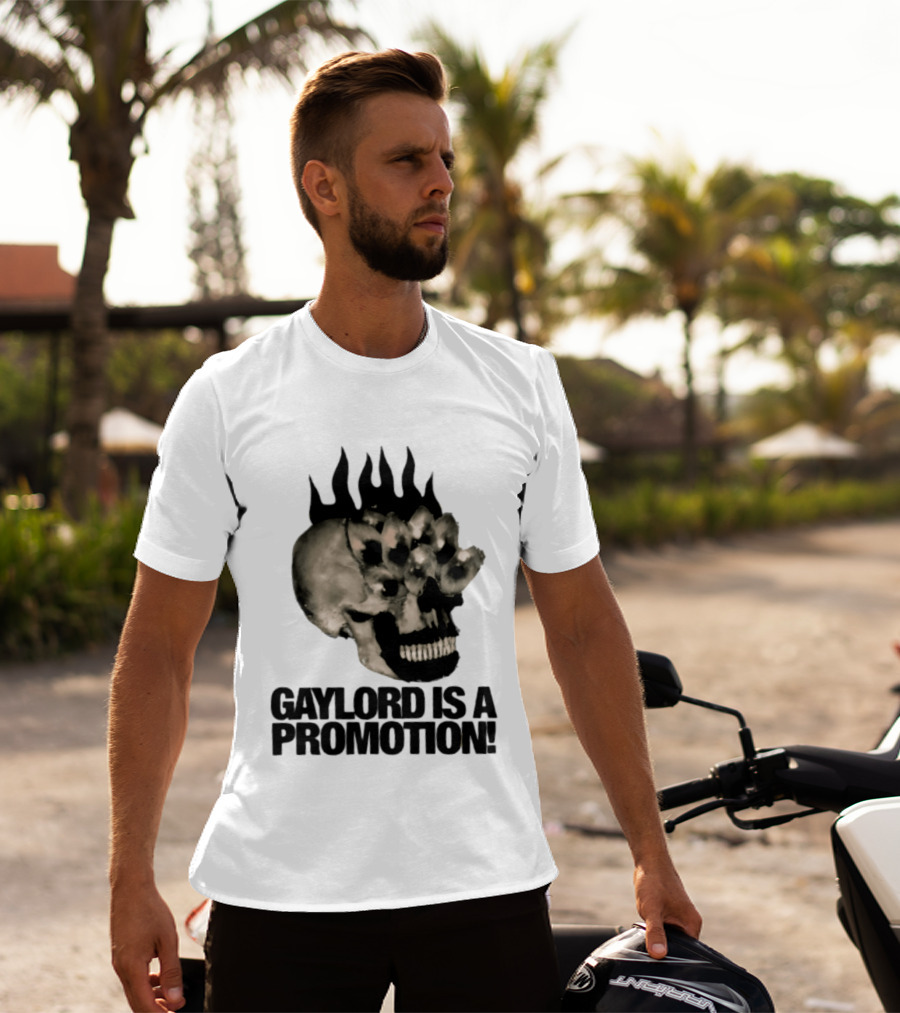 Gaylord Is A Promotion Skull Flamed Spikes Sarcastic T-Shirt