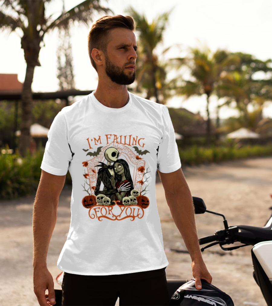 I'm Falling For You The Nightmare Before Halloween Jack And Sally Halloween Pumpkins Skulls Bats T-Shirt