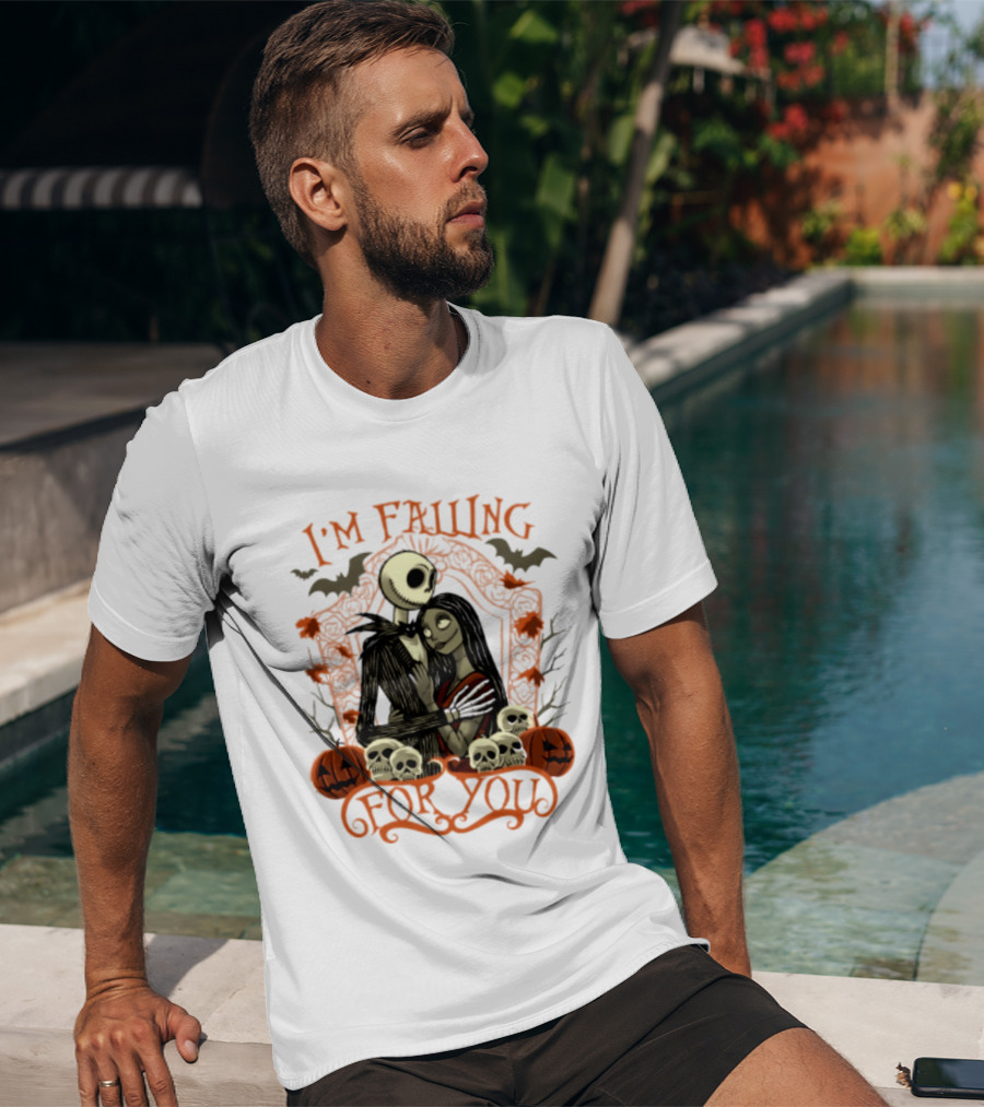 I'm Falling For You The Nightmare Before Halloween Jack And Sally Halloween Pumpkins Skulls Bats T-Shirt