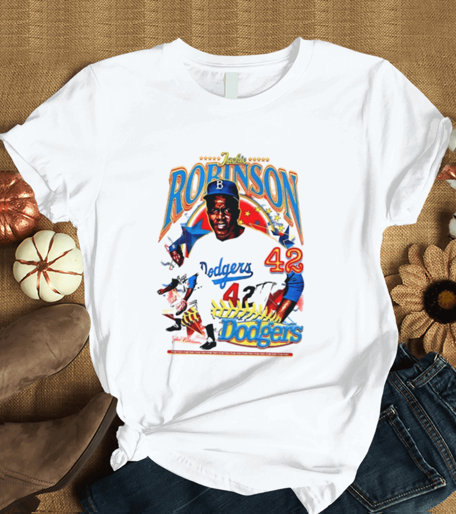 Jackie Robinson Dodgers 42 Legends Baseball Icon Two Sided T-Shirt