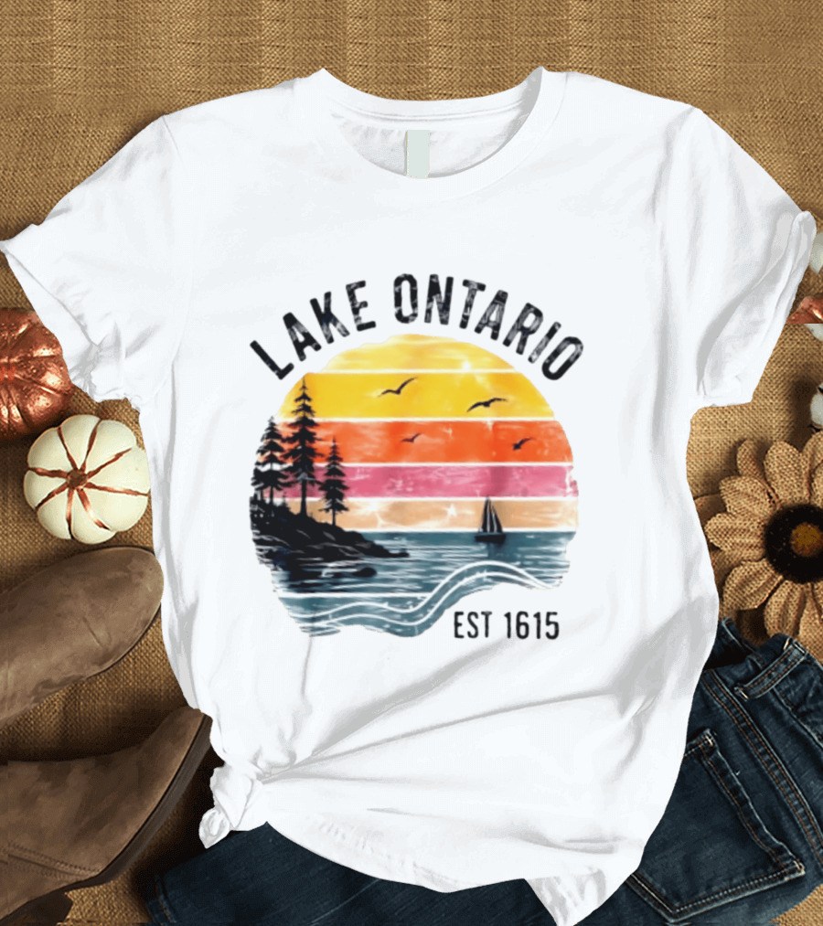 Lake Ontario Est 1615 Great Lakes Nature Sunset Sailing Scene T-Shirt