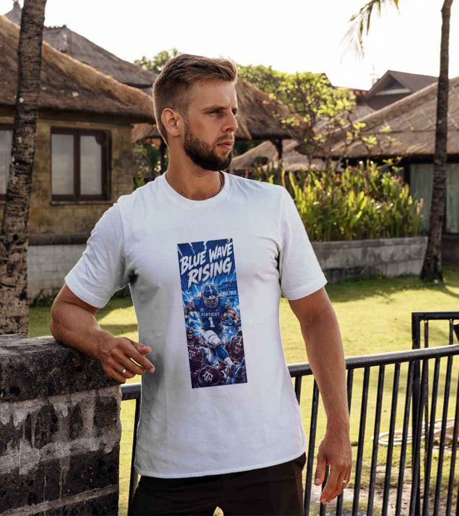 Blue Wave Rising 2026 Kentucky Wildcats Running Back Kyle Field Football Action T-Shirt