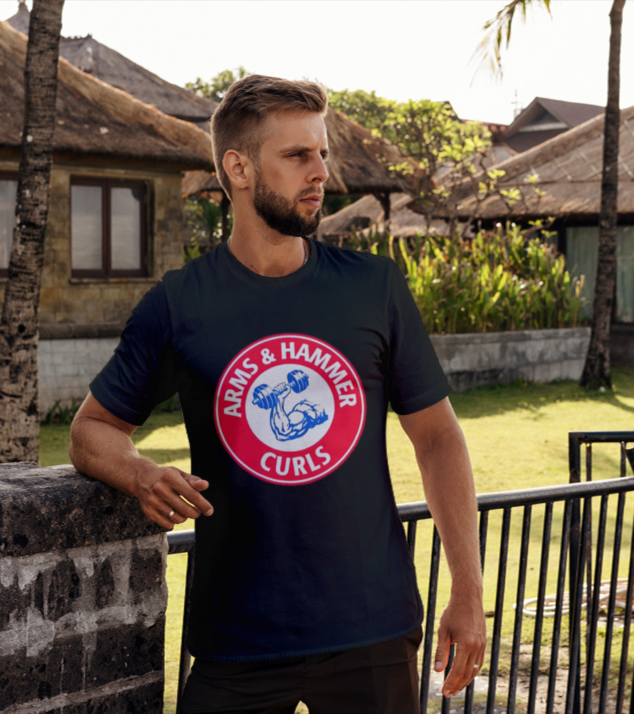 Arms And Hammer Curls Gym Weightlifting Dumbbell Muscle Training T-Shirt