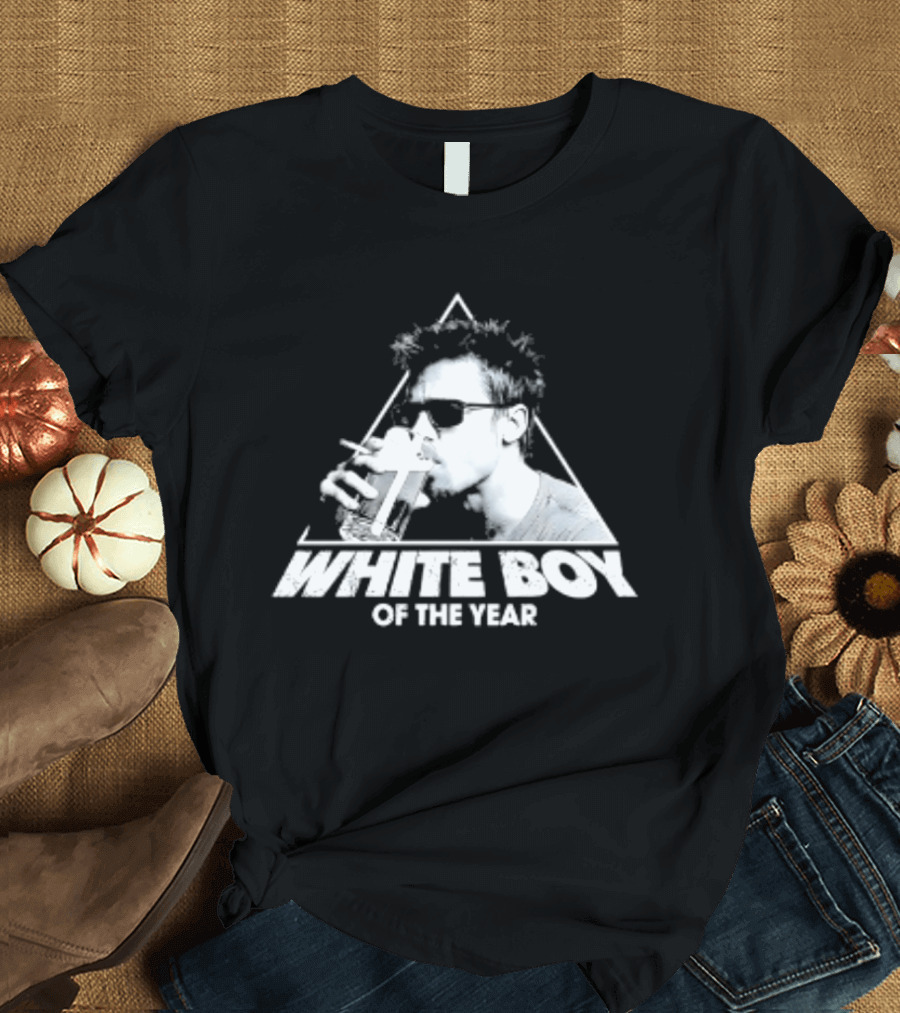 White Boy Of The Year Brad Pitt Fight Club Smoking And Beer T-Shirt